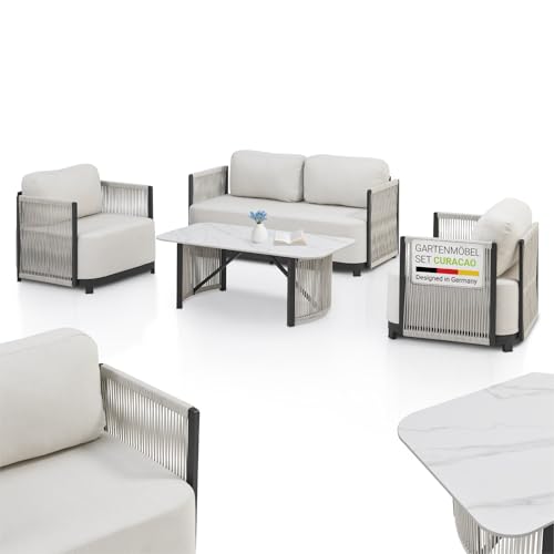 Juskys Premium Outdoor Lounge Curacao - Modernes Gartenmöbel Set,...