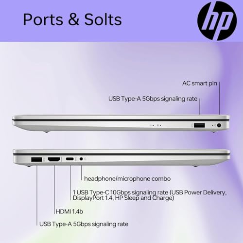 Image of HP Essential Laptop, 17.3 inch FHD Display, Intel Core i5-1334U, 16GB RAM, 512GB PCIe M.2 SSD, Wi-Fi 6, Webcam, Backlit Keyboard, Windows 11 Home, Silver