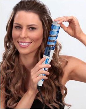 Professional Portable Hair Salon Spiral Curl Ceramic Curling Iron Hair Curler Waver Maker Curling Wand (Blue)