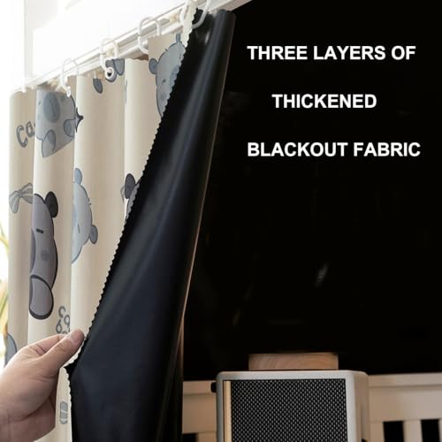Cortinas para litera en dormitorio juvenil con dosel textil lavable 4