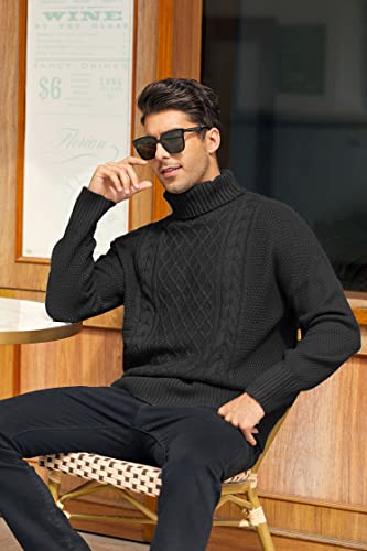 Mens Turtleneck Sweater Pullover Twisted Pattern Casual Loose Fit Thick Winter Long Sleeve Cable Knit Sweaters2