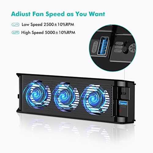Kiwihome Cooling Fan For Ps5 Accessories, Upgraded Quiet Cooler Fan With Led Light, Horizontal Cooling Accessories With Usb3.0 Hubs, Efficient Cooling System For Ps5 Disc And Digital Edition(Black) #TOP4