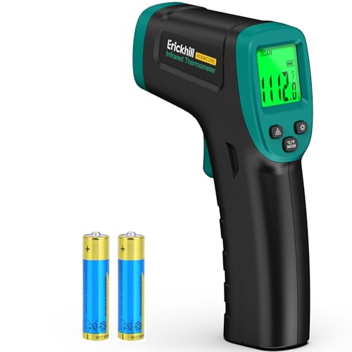 ERICKHILL ROOKCORE Infrared Thermometer -50℃~600℃ Adjustable Emissivity Non-Contact Laser Thermometer Gun LCD Backlit Display -Compact Size for Vehicle Repair/Cooking/BBQ/Freezer/Food, Dark Green