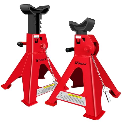 VONLX 3 Ton (6600 lb) Double‑Lock Car Jack Stands, Carbon Steel, 2 Pack
