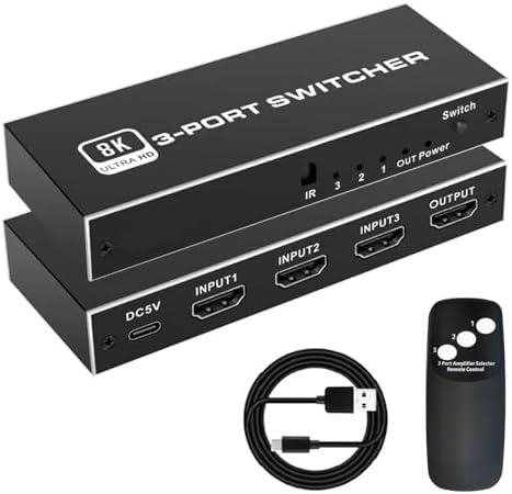Chayoo HDMI 2.1 切替器 3入力1出力 8K 分配器 HDMI セレクター リモコン付き 8K@60Hz 4K@120Hz 1080P@240Hz HDCP2.3 hdmi 端子 増設 HDR オーディオ同期 Fire TV Stick、Xbox、PS4/5、HDTV、DVD、PC、TV、ProjectorなどHDMI端子の搭載の機種に対応
