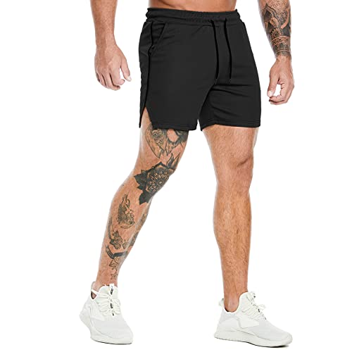 Pidogym Men's Workout Running Shorts 5 Inch, Lightweight Mesh Gym Athletic Fitted Short Pants For Bodybuilding Training Black #TOP3