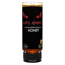 Bee Wild Devils Advocate Honey Raw Honey Organic Unfiltered with Smoky Medium Heat | Organic Unfiltered Blend with Ghost Pepper Hot Sauce Flavor | Great for BBQ, Wings & Marinades | 12 oz