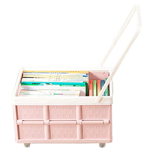 TISTIK Rolling Utility Cart Collapsible Handcart with Lid Folding Shopping Cart 30 Liter Large Capacity Hand Crate 4 Wheels Rolling Cart