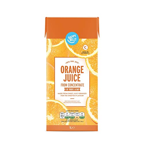 Amazon Brand - Happy Belly Orange Juice From Concentrate, 1 Litre