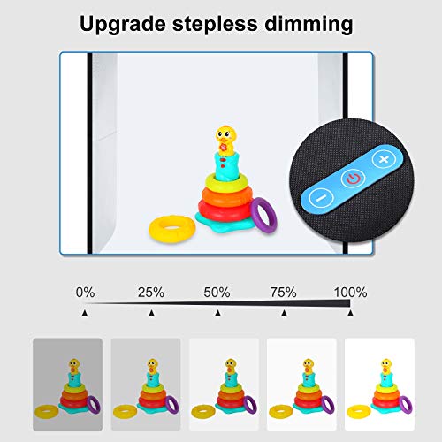 Photo Studio Light Box Puluz 9.8In/25Cm Portable Folding Photography Shooting Tent Kit 1-100% Adjustable Brightness With 6 Backdrops(12 Colors) For Small Size Items #TOP3