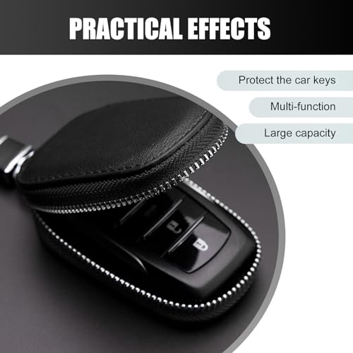 Tesnaao 1 PC Car Remote Control Key Bag, 5.51\" x 1.96\" x 1.18\" Built-in Anti-fall Key Storage Pendant, Fits for Cars (Black) - Thumbnail 3
