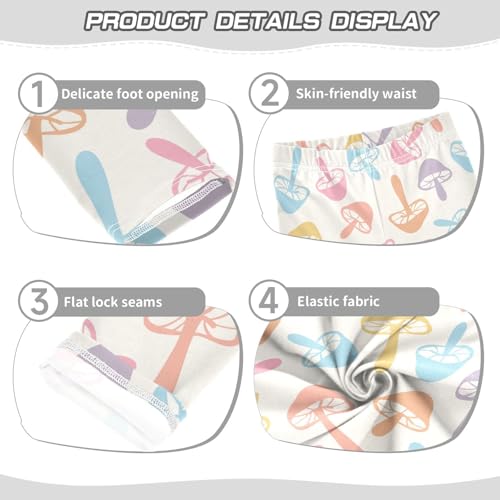 Cute Colorful Mushroom Girls Leggings,Workout Leggings for Girls Toddler Athletic Leggings Size for 3-10T3