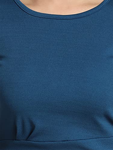 Image of Pandadi Saree Women's Stretchable Bodycon Lycra Dress Blue