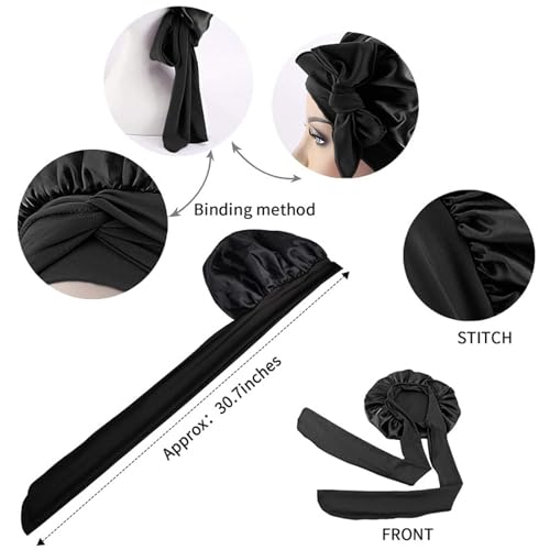 TYXHXTF 3 Stück Satin Haarhaube, Seidenhaube Zum Schlafen, Seide Schlafmütz, Bonnet Schlafhaube, Haarhaube für Die Nacht, Seiden Schlafmütze für Schlaf, Dusche, Haarpflege, Spa, Friseursalons
