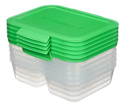 Sistema Nest It Meal Prep Food Storage Containers With Lids, 2 Compartments, 3.7 Cups, 10-Pack, Green #TOP2