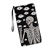 TOADDMOS Skull and Eye Print Ladies Purse Fashion Long Clutch Bag PU Leather Zip Womens Wallet Coin Card Holder Phone Organizer Wrislet Wallet Purse #4