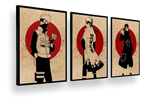 Quadro Decorativ Cole&ccedil;&atilde;o Naruto Pain Kakashi Classico
