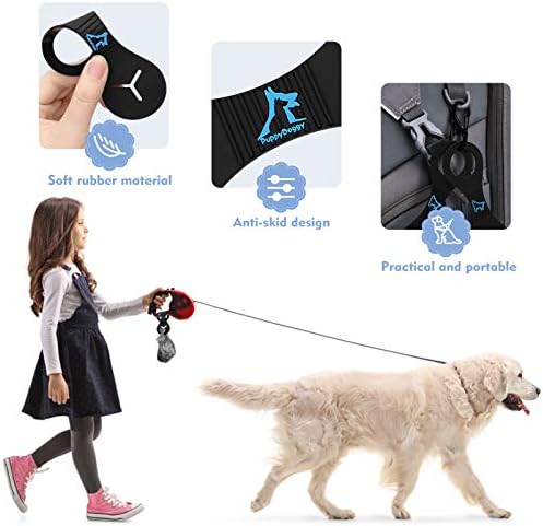 PuppyDoggy 2 Pieces Dog Poop Bag Holder for Leash Black Waste Bag Carrier Silicone Holder for Leash Dispenser Accessory Bicycle (Creme)