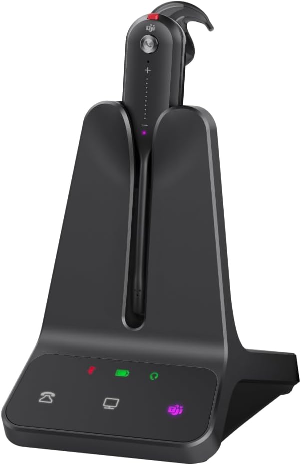 Yealink DECT Wireless Headset WH63,Mono Single Ear Office Headset with Noise Canceling Mic,Work for Computer, Desk Phones,Work with Zoom,RingCentral,Avaya, Teams Certified