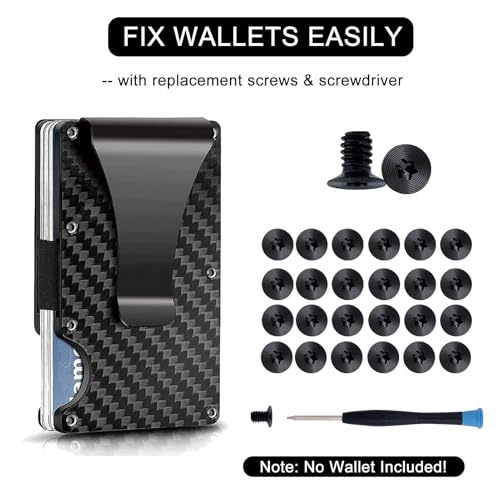 NICENEEDED Wallet Replacement Screws Kit, Black DIY Wallet Screw Repair Set, Screwdriver Metal Clip Men Minimalist Wallet Hardware Accessories Elastic Cash Strap Replacement for Wallet2