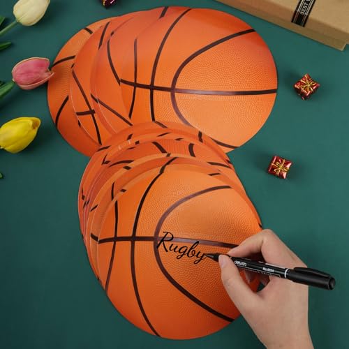 18 Pcs Paper Basketball Cutouts, Double Printed Basketball Theme Party Cutouts Classroom Bulletin Board Decorations Sports Party Supplies (Basketball 18)