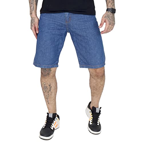 Bermuda Jeans Masculina Lycra Elastano (Jeans Escuro, 48)