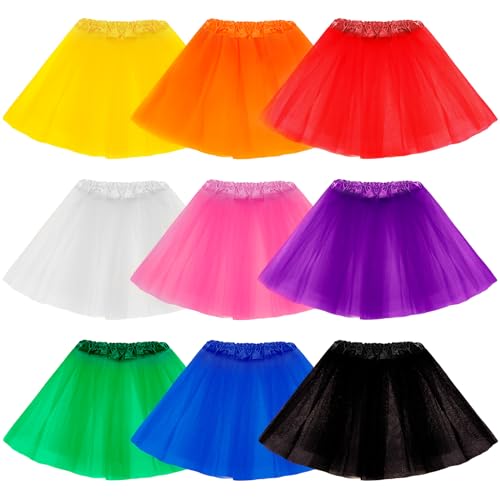 Hoemwarm 9 PCS 4 Layers Tutu Skirt for Toddler Girls, Princess Tutu Dresses for Toddler Girls 2-8 Years Birthday Party Fluffy Tulle Tutu Dresses Multicolor