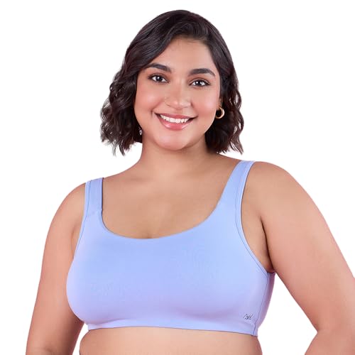 Image of NYKD NYB113 Cotton Non Padded Non Wired Full Coverage Slip On Everyday Bra Wide Straps Gentle Side Lift