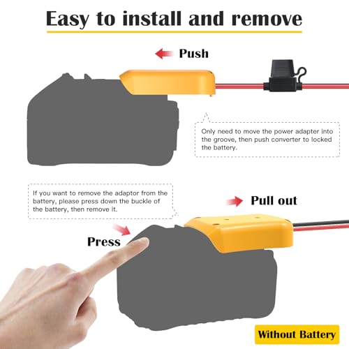 Image of 2 Packs Power Wheel Adapter for Dewalt 20V Battery Adapter Power Wheel Battery Converter Kit with Fuses & Wire Terminals, 12AWG Wire, Power Connector for DIY Rc Car Toys, Robotics and Rc Truck
