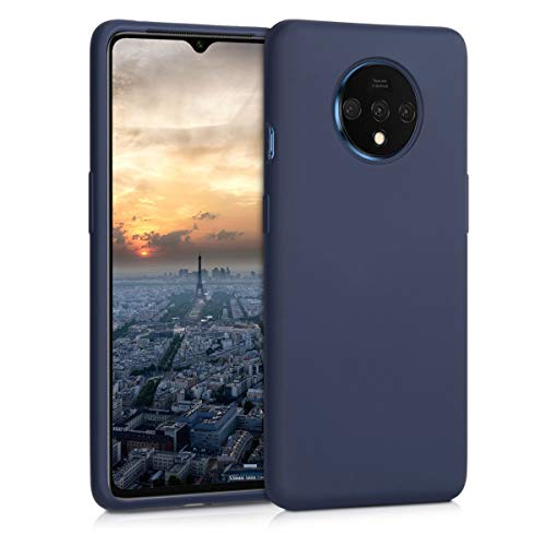 kwmobile Cover per OnePlus 7T Custodia - Back Case per Smartphone in Silicone TPU - Protezione Gommata - blu marino