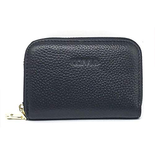 RFID Blocking Zip Around Top Grain Leather Card Case, Card Holder