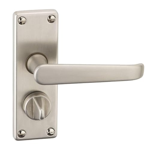 Urbn-Living Urbnliving 120mm Length 2 Pcs Victoria Metal & Satin Nickel Privacy Lever Latch Door Handles Set