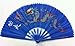 Blue Plastic Kung Fu Tai Chi Training Fan with Dragon Design