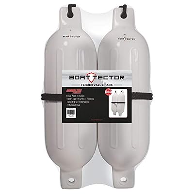 Extreme Max 3006.7201 BoatTector Inflatable Fender Value 2-Pack - 6.5 x 22, White
