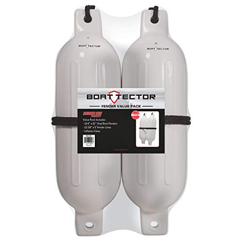 Image of Extreme Max 3006.7201 BoatTector Fender Value 2-Pack, 6 inch x 22 inch - White