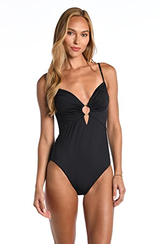 Sunshine 79 Women's Over The Shoulder Keyhole Plunge One Piece Swimsuit