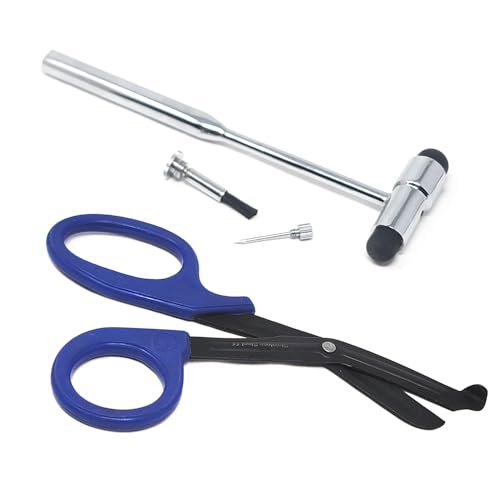Premium Quality Trauma Paramedic Utility Bandage Shears + Buck 3 in 1 Percussion Neurological Diagnostic Hammer (A2ZSCILAB) (Royal Blue Fluoride Coated)