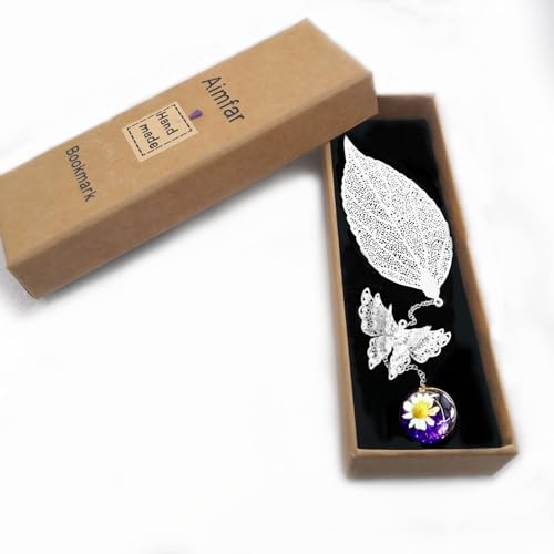 Product Image of the Aimfar Metal Leaf Bookmark Birthday Gift for Teachers Women Butterfly Book Marks Mothers Day Christmas Valentine's Day Teacher Gifts for Women Readers