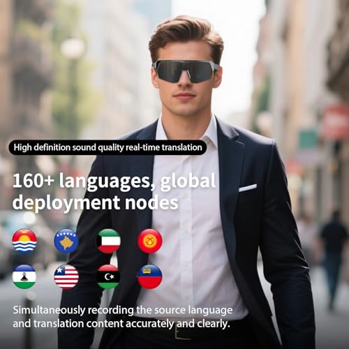 Image of GenXenon Cycling AI Smart Glasses for Men Women, AI Translator Powered by ChatGPT, Support 160+ Languages, Bluetooth Running Sunglasses with Polarized Lenses for Sports Outdoor Activities(Siliver)