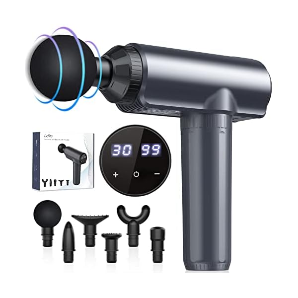Massagepistole Massage Gun, Lefity Mini Massagepistole 2600mAh mit 30 Geschwindigkeiten und 6 Massageköpfen…
