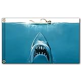 Shark Flag Wall Art, Ocean Theme Flag , Get Naked Swimming Tapestry Wall Hanging, 3x5 feet banner...