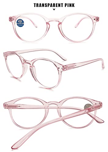 MAGIMODAC Ladies Anti Blue Light Reading Glasses Round Oval Lightweight Eyeglasses Women Readers Glasses +1.0 +1.25 +1.5 +1.75 +2.0 +2.25 +2.5 +2.75 +3.0 +3.5 +4.0 (Transparent Pink - Image 4