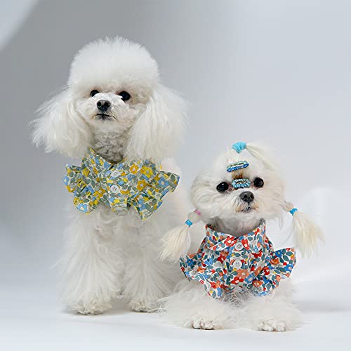 Yaodhaod Dog Shirt Summer Pet Polo T Shirts, Cute Flower Printed Puppy Shirts Clothes For Small To Medium Girl Dogs With Sleeves Tee Outfit (18.8" Chest, Green) #TOP4