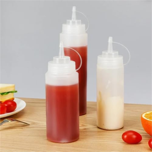 Botellas exprimidoras para condimentos que evitan goteos, botes de cocina ZNJAMN de 450ml 3