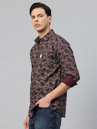 Image of Majestic Man Men's Stylish Floral Print Slim Fit Casual Shirt - Pure Cotton| Full Sleeve | Trendy & Comfortable