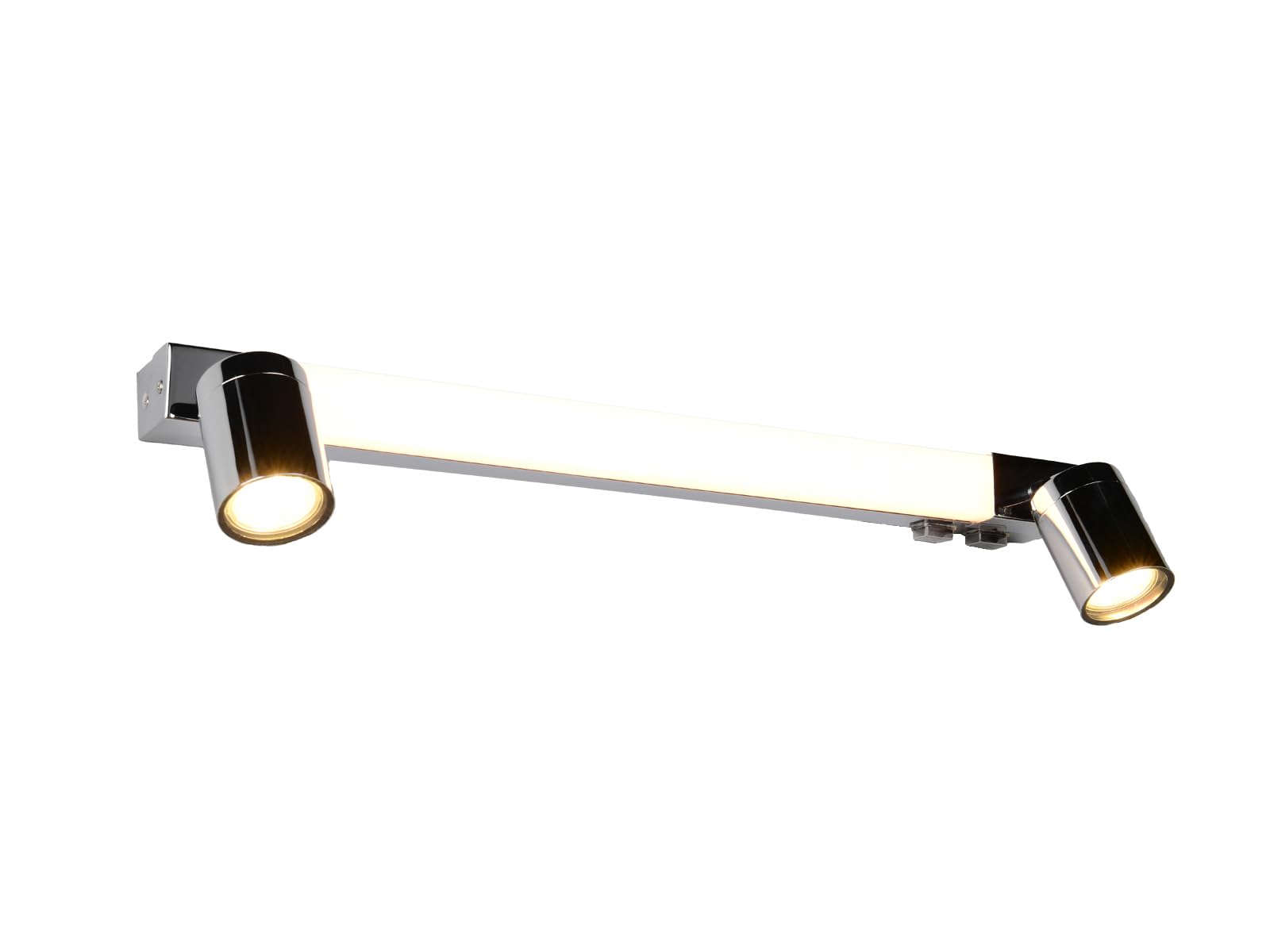 Bad Spiegelleuchte mit 2 Strahlern und Schalter, Silber Chrom Breite 60cm