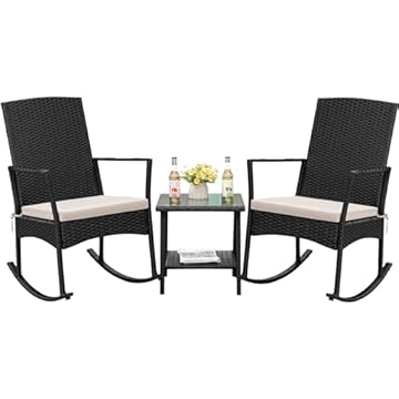 wicker high back rocking chair