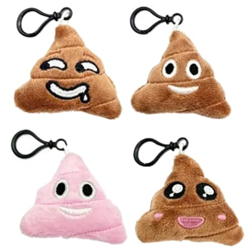 SGERUFZ 4 Stück Mini-Kackhaufen-Emoticon-Plüsch-Spielzeug, 6 cm, Schlüsselanhänger, Emoticon für Kinder, für Partytütenfüller,...