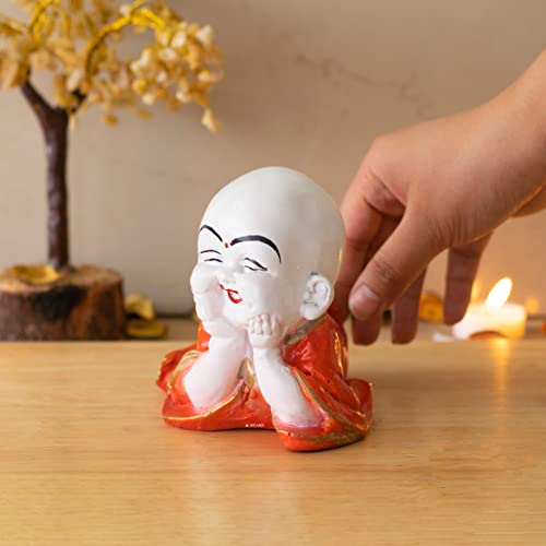 ARCHIES Buddha Statues for Living Room Monk Business Smiling Buddha Polyresin Statues Showpiece Gifts for Diwali Parties ?Ideal for? Wall Shelf Car Dashboard Decoration -30