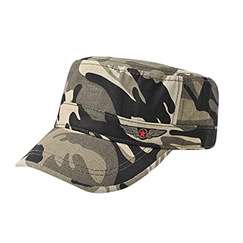 Mens Fashion Casual Baumwolle Flat Top Sonnenschirm Waschen Hut Wandern Hut Hut Mädchen 5 Jahre Winter, camouflage, One size